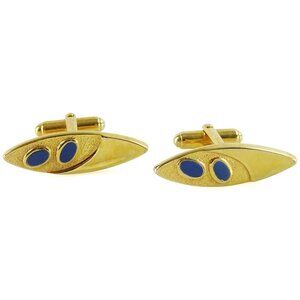 Anson Vintage Cufflinks 1950s 60s Mod Slim Oval Blue Sleek Mens Jewelry